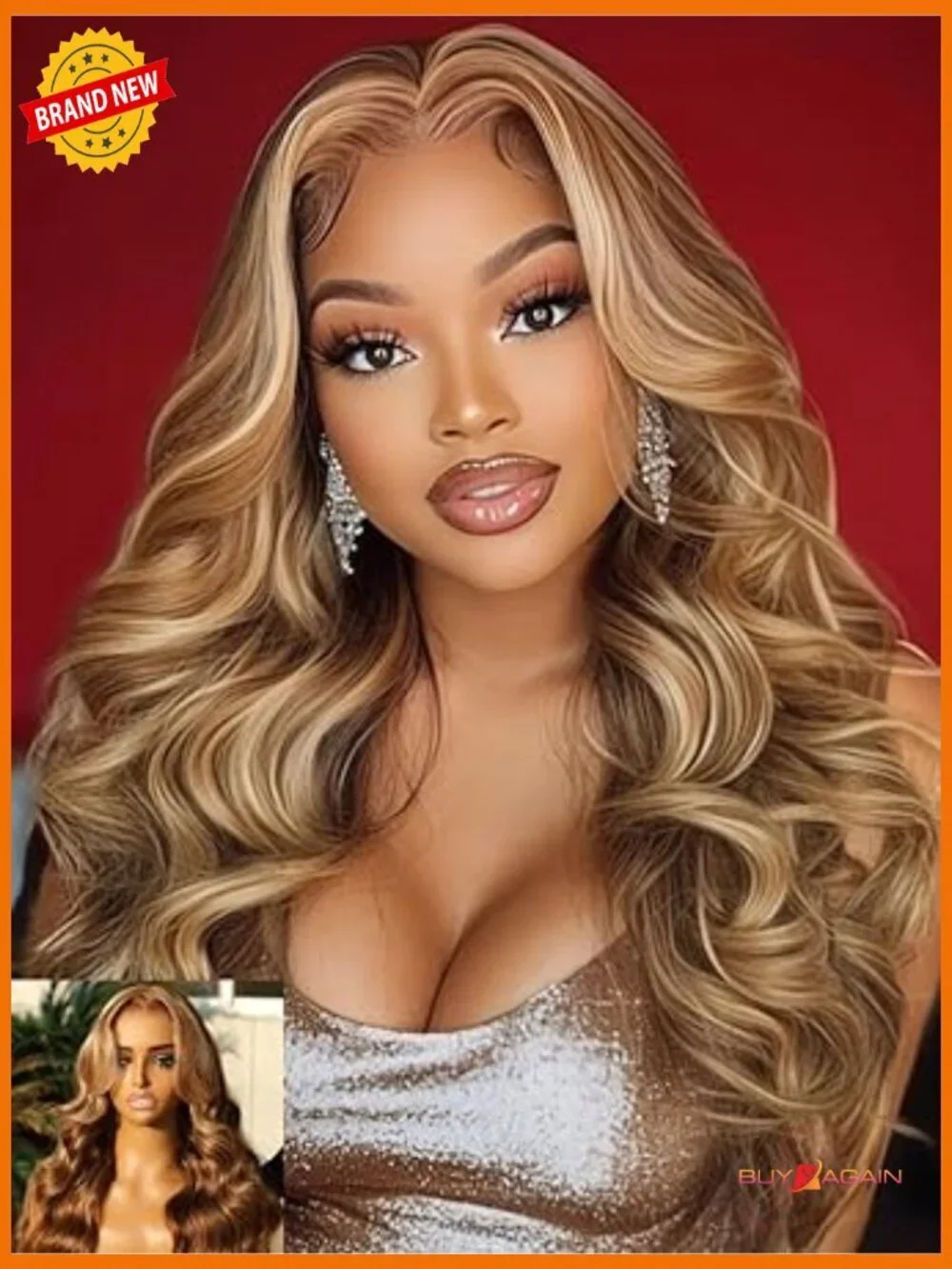 Pre Cut Body Wave Lace Front Wig Drawstring Human Hair 16inch